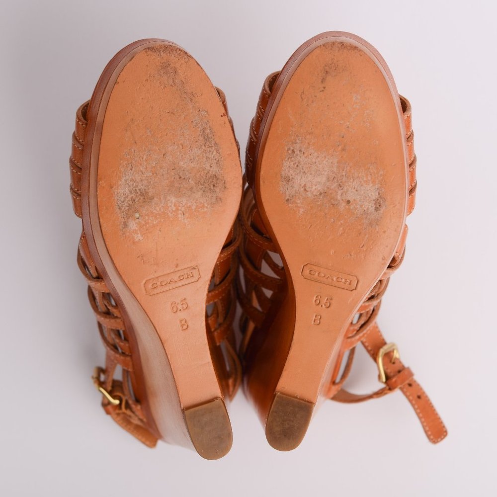 AUTHENTIC Coach Leather Elvira Wedge Heels 6.5 - Picture 6 of 6